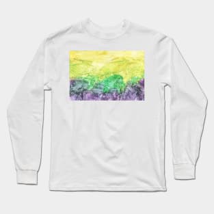 Bright landscape, nature. Encaustic wax art. Painting drawing Long Sleeve T-Shirt